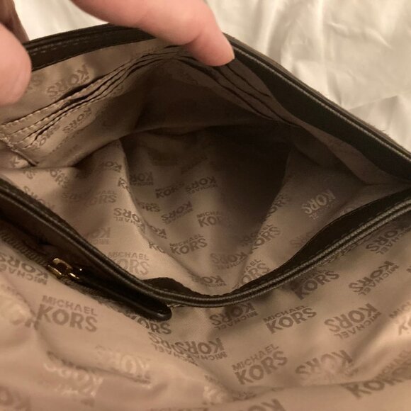 NWOT MICHAEL KORS Bedford Embossed Python Brown Suede Shoulder Handbag - Picture 6 of 12